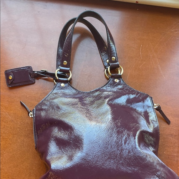 Yves Saint Laurent Glossy Deep Purple Shoulder Bag - Picture 1 of 16